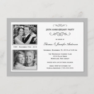 25th Silver Anniversary Past & Present Photo Invitation