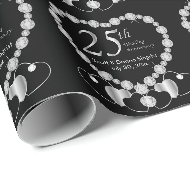 *25th Silver Anniversary Personalise Wrapping Paper (Roll Corner)