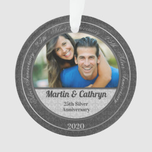 25th Silver Anniversary Photo Christmas Ornament