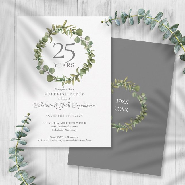 25th Silver Anniversary Surprise Party Garland Invitation (Creator Uploaded)