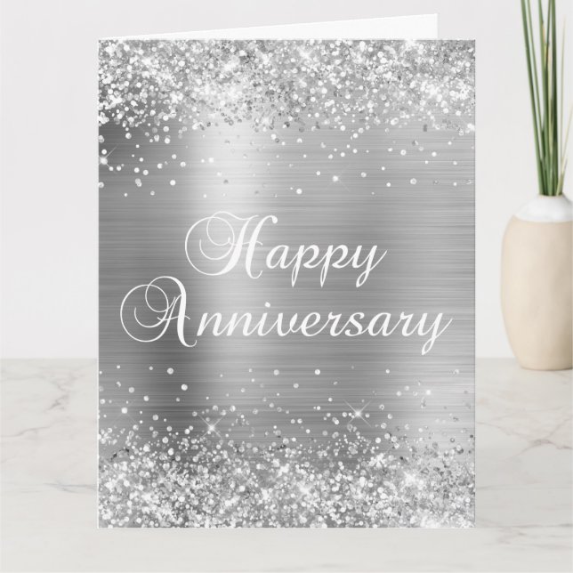 25th Silver Happy Wedding Anniversary Card (Front)