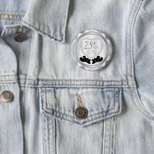 25th Silver Wedding Anniversary 6 Cm Round Badge