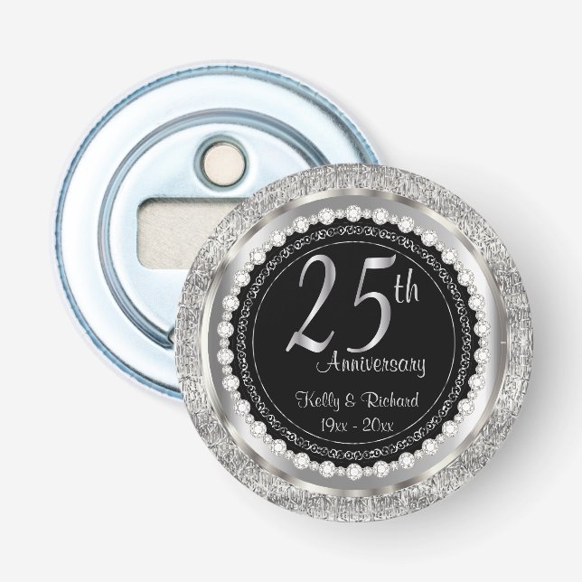 25th Silver Wedding Anniversary Bottle Opener (Front)