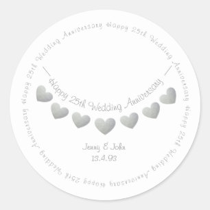 25th Silver Wedding anniversary bunting design Classic Round Sticker