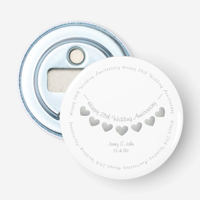 25th Silver Wedding anniversary bunting gift favor Bottle Opener (Front)