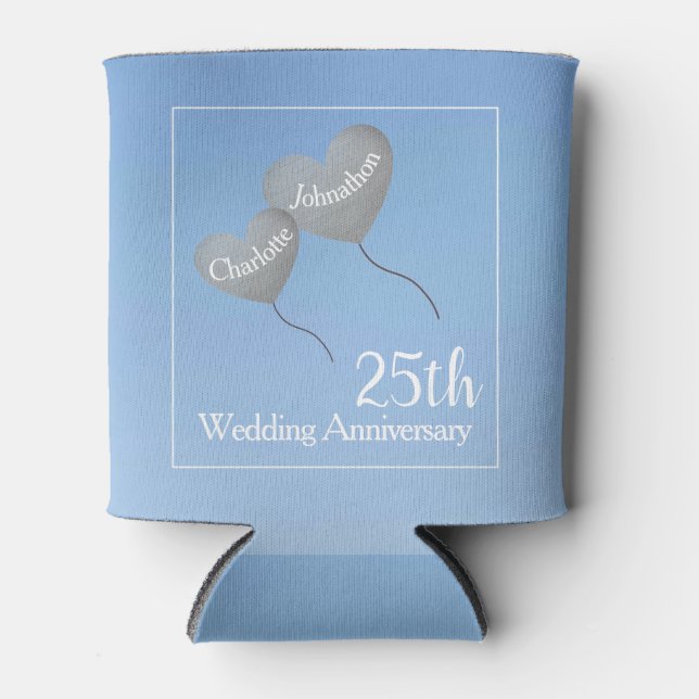 25th silver wedding anniversary can cooler (Front)