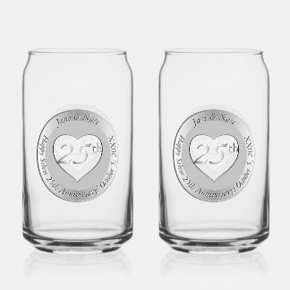 25th Silver Wedding Anniversary  Can Glass