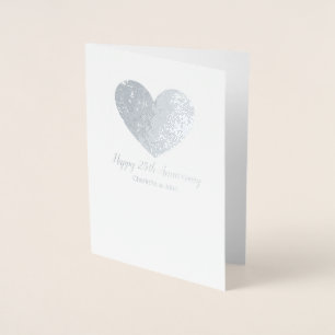 25th Silver Wedding Anniversary card with heart