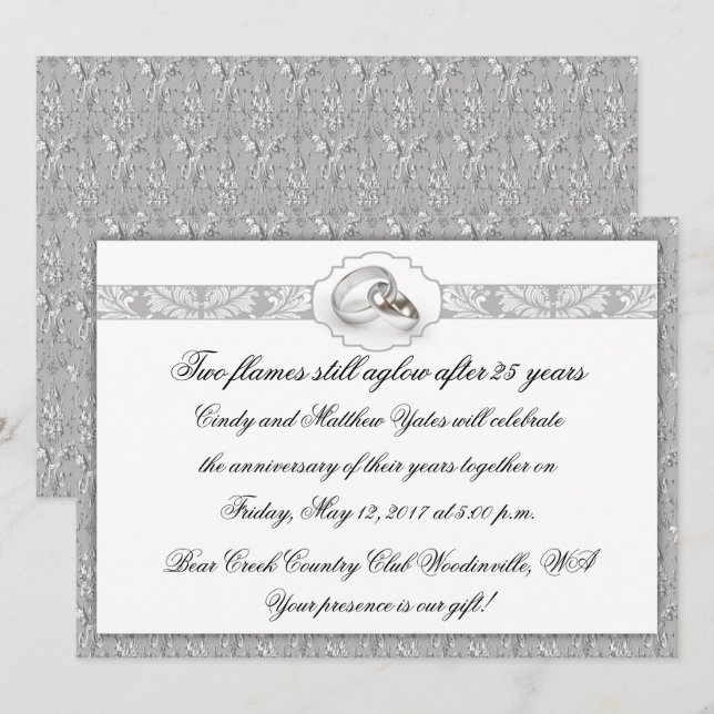 25th Silver Wedding Anniversary Celebration Invitation (Front/Back)