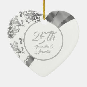 25th Silver wedding Anniversary Ceramic Tree Decoration