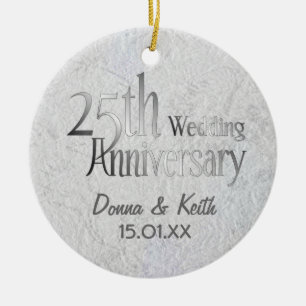 25th Silver Wedding Anniversary Ceramic Tree Decoration
