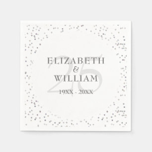 25th Silver Wedding Anniversary Chic Confetti Napkin