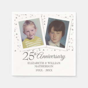 25th Silver Wedding Anniversary Childhood Photos Napkin