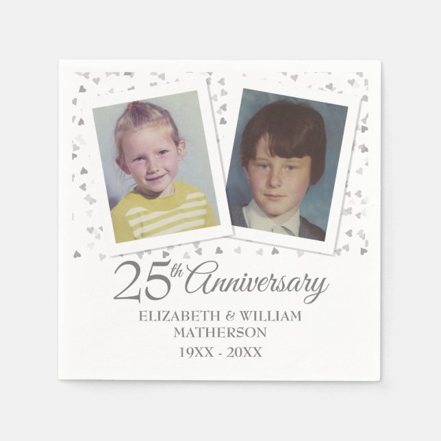25th Silver Wedding Anniversary Childhood Photos Napkin (Front)