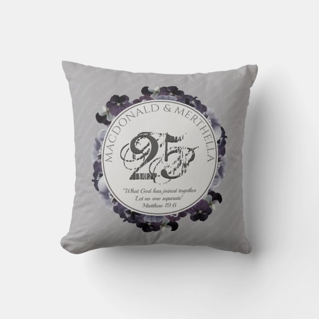 25th SILVER Wedding Anniversary | Christian Cushion (Front)