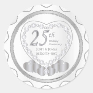 25th Silver Wedding Anniversary Classic Round Sticker