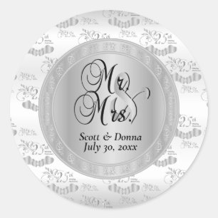 25th Silver Wedding Anniversary Classic Round Sticker