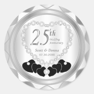25th Silver Wedding Anniversary Classic Round Sticker