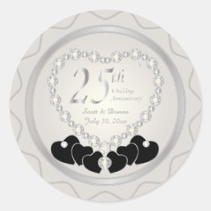 25th Silver Wedding Anniversary Classic Round Sticker