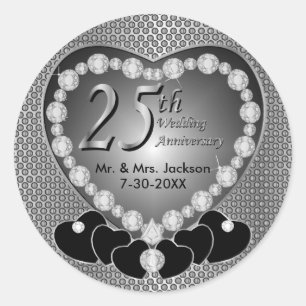 25th Silver Wedding Anniversary Classic Round Sticker