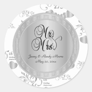 25th Silver Wedding Anniversary Classic Round Sticker