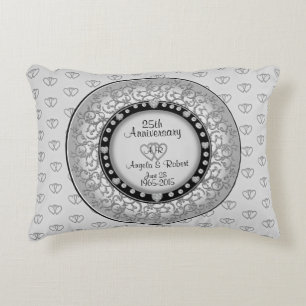 25th Silver Wedding Anniversary Decorative Cushion
