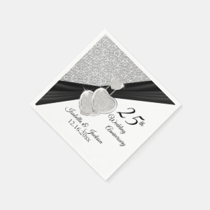 25th Silver Wedding Anniversary Design Napkin