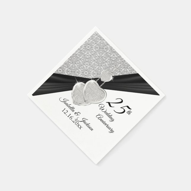 25th Silver Wedding Anniversary Design Napkin (Corner)