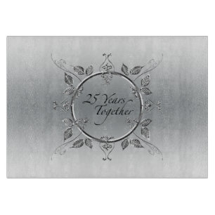25th Silver Wedding Anniversary   Elegant 25 Years Cutting Board