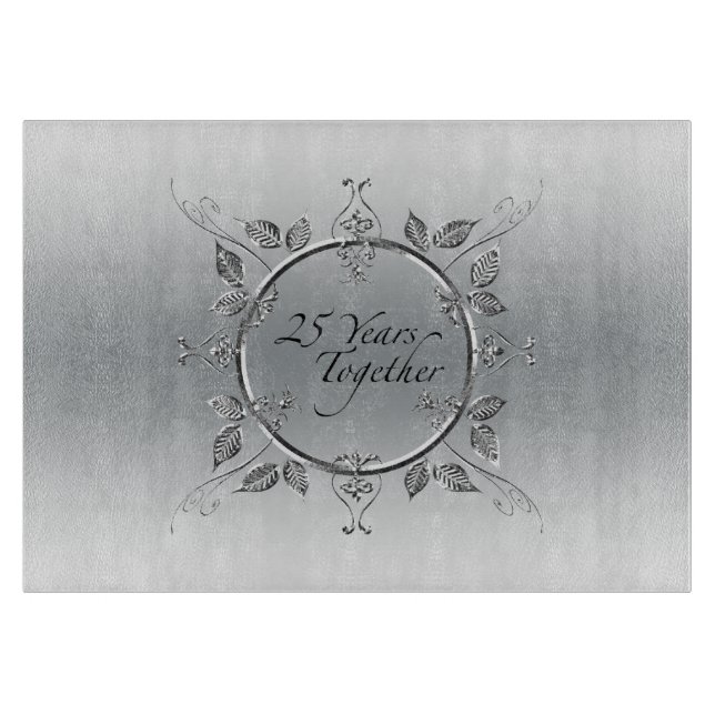 25th Silver Wedding Anniversary | Elegant 25 Years Cutting Board (Front)