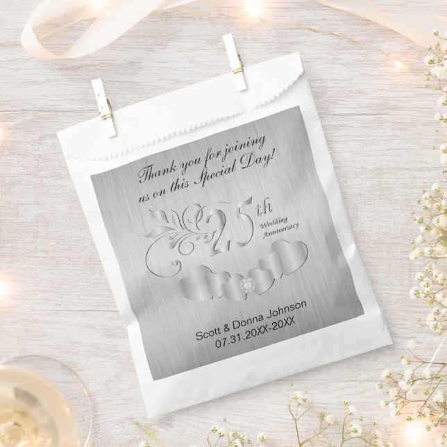 25th Silver Wedding Anniversary Favour Bag (Clipped)