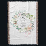 25th Silver Wedding Anniversary Floral Garland Throw Blanket<br><div class="desc">Featuring a delicate watercolor floral garland,  this chic botanical 25th wedding anniversary keepsake throw blanket can be personalised with your special anniversary information in elegant silver typography. Designed by Thisisnotme©</div>