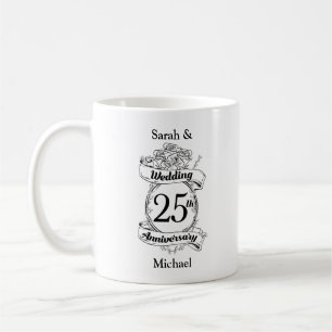 25th Silver Wedding Anniversary Flowers Rose Coffee Mug
