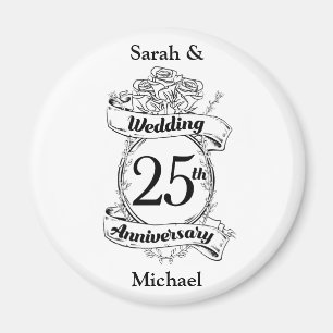 25th Silver Wedding Anniversary Flowers Rose Magnet
