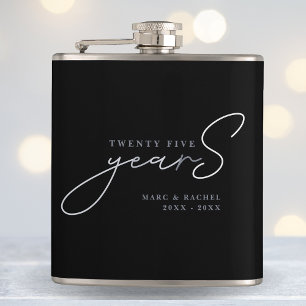 25th Silver Wedding Anniversary Gift Hip Flask