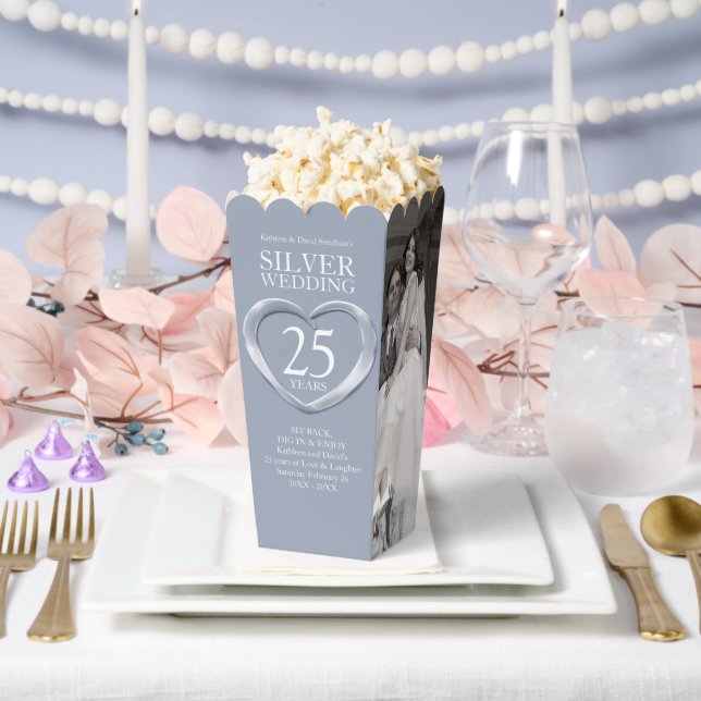 25th silver wedding anniversary heart  favour box (Wedding)