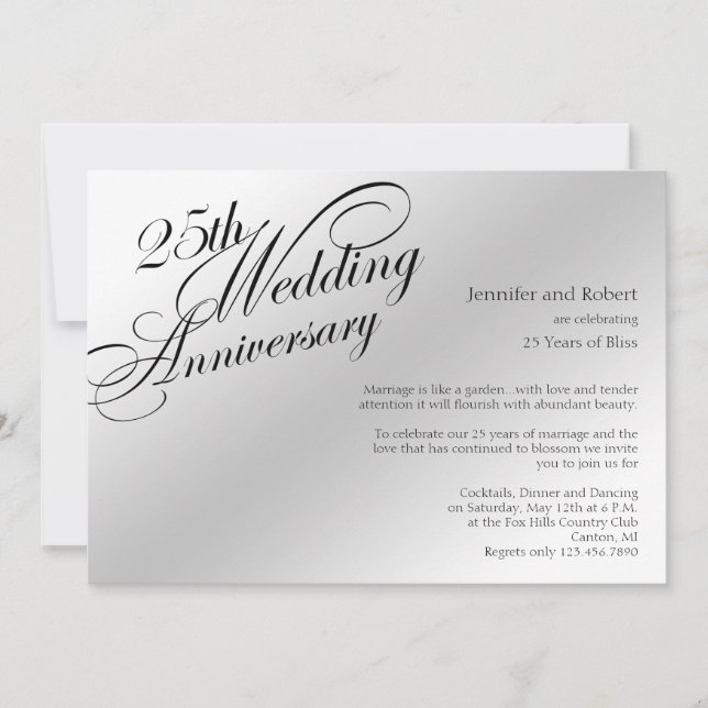 25th Silver Wedding Anniversary Invitation (Front)