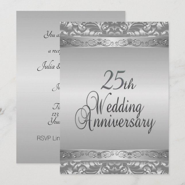 25th Silver Wedding Anniversary Invitation (Front/Back)