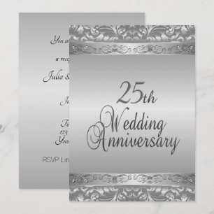 25th Silver Wedding Anniversary Invitation