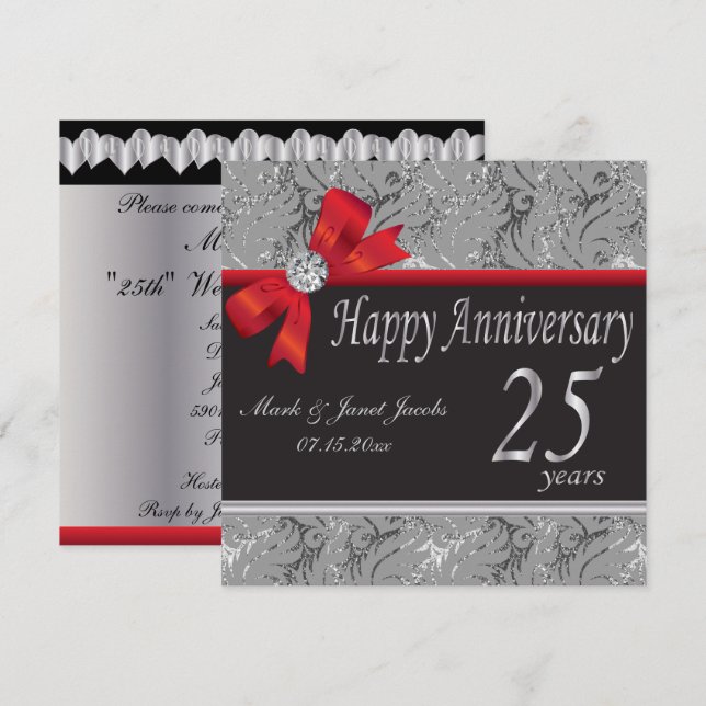 25th Silver Wedding Anniversary Invitation (Front/Back)