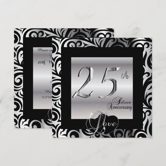 25th Silver Wedding Anniversary Invitation (Front/Back)