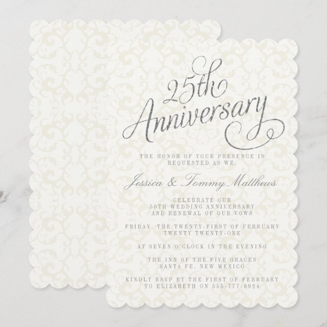 25th Silver Wedding Anniversary Invitations (Front/Back)