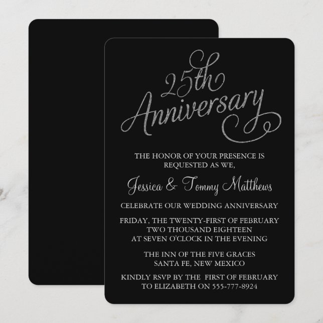 25th Silver Wedding Anniversary Invitations (Front/Back)