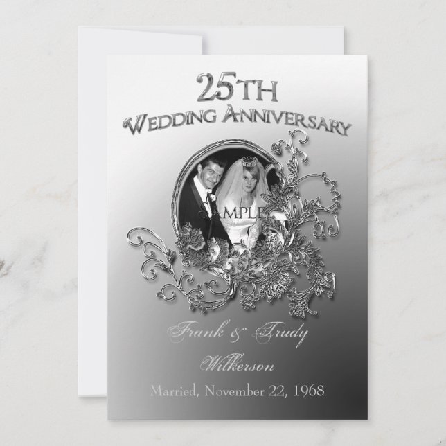 25th Silver Wedding Anniversary Invitations (Front)