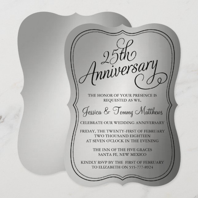 25th Silver Wedding Anniversary Invitations (Front/Back)