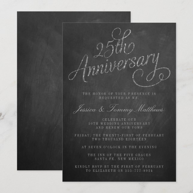 25th Silver Wedding Anniversary Invitations (Front/Back)