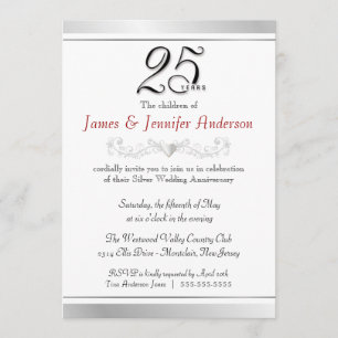 25th Silver Wedding Anniversary Invitations