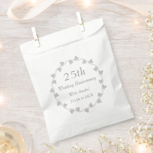25th Silver Wedding Anniversary Ivy Wreath Favour Bags