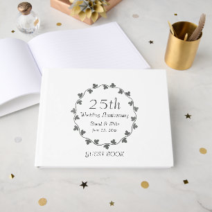 25th Silver Wedding Anniversary Ivy Wreath Guest Book