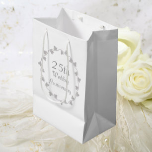 25th Silver Wedding Anniversary Ivy Wreath Medium Gift Bag